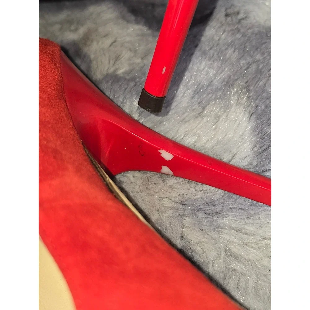 Jimmy‎ Choo Anouk Pumps Red Suede Pointed Toe Stiletto Heels SZ 38 / US 8